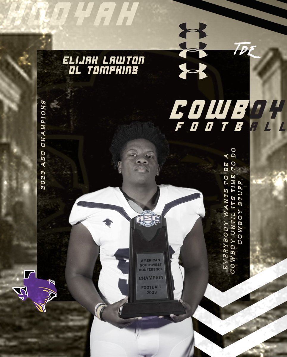 Elijah Lawton🌟 (@lawton_elijah) on Twitter photo I’m a truly BLESSED to announce that I am 1000% committed to
<a href="/HSUCowboys/">Hardin-Simmons Cowboy Football</a> #HOOYAH
<a href="/CoachDL_Niles/">Thomas Niles</a> <a href="/BurlesonHSU/">Burleson</a> <a href="/coach_erobinson/">Eric Robinson</a> <a href="/mcvey_todd/">Todd McVey</a> <a href="/othsfalconfb/">Katy Tompkins HS Football</a> <a href="/CoachKaliefM/">Recruiting Coordinator / Head Track</a> I’m a truly BLESSED to announce that I am 1000% committed to
<a href="/HSUCowboys/">Hardin-Simmons Cowboy Football</a> #HOOYAH
<a href="/CoachDL_Niles/">Thomas Niles</a> <a href="/BurlesonHSU/">Burleson</a> <a href="/coach_erobinson/">Eric Robinson</a> <a href="/mcvey_todd/">Todd McVey</a> <a href="/othsfalconfb/">Katy Tompkins HS Football</a> <a href="/CoachKaliefM/">Recruiting Coordinator / Head Track</a>