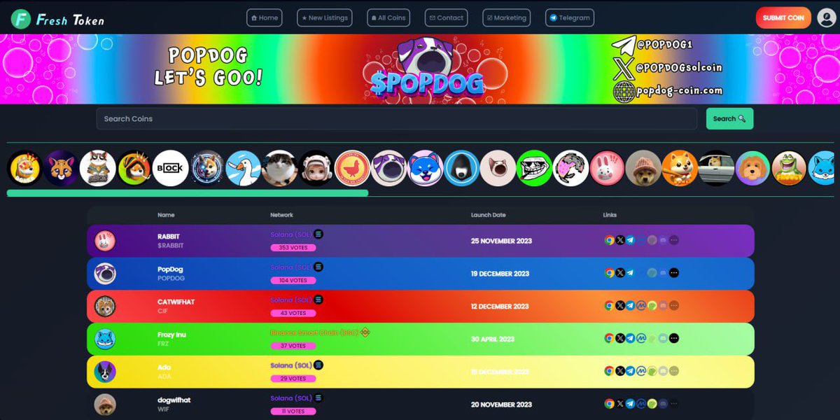 POPDOGsolcoin's tweet photo. Happy to announce a fresh partnership with @FreshTokenX!! 🚨🚨

We just rented BANNER on https://t.co/hLlxx2DhHV for 3 Months! 🤩

Today marks a new chapter for $POPDOG, sparking off our first  partnership! 🔥🔥

PopDog Fresh Token: https://t.co/rnzmW9wkFK

GO AND VOTE FOR $POPDOG NOW!!

Just wait for the AMA to hear more about the multiple partnerships in the making! ❤️❤️

#AMA #Partnership #WeDoItForYou