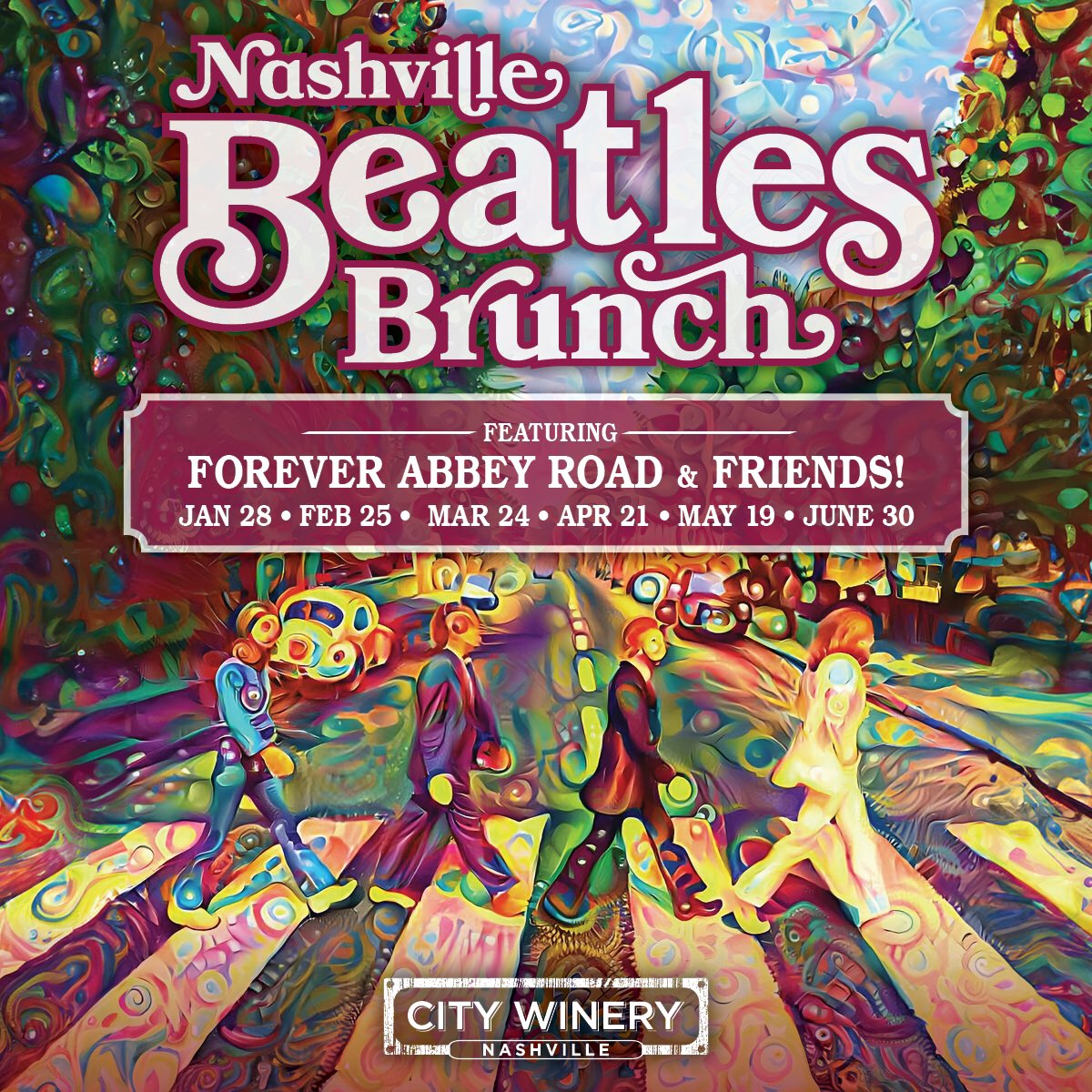 This Sunday-Jan 28 is @NashBeatles at @CityWineryNSH All ages welcome and $25 all you can eat buffet. @NashvilleScene @DwntwnNashville @nashvillenoise #nashvillebrunch #citywinery #Beatles @Lightning100