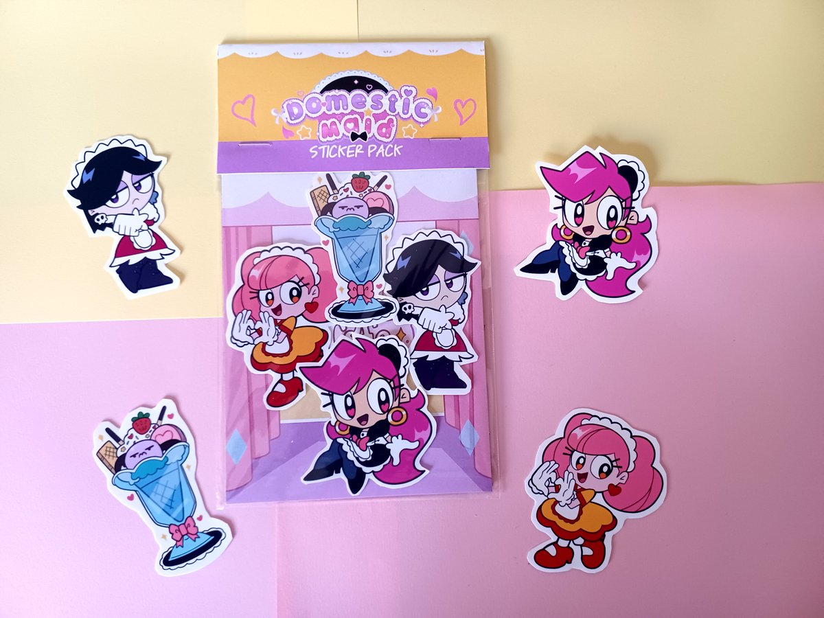 Domestic_Maid's tweet photo. I am excited to announce that I made stickers of my maid characters! Support my work by purchasing at my etsy shop! 🩷

Link: https://t.co/y1jM4nb4Qs

-stickers are 2.5 inches
-vinyl glossy paper
-free shipping! https://t.co/qy8mofZKJL