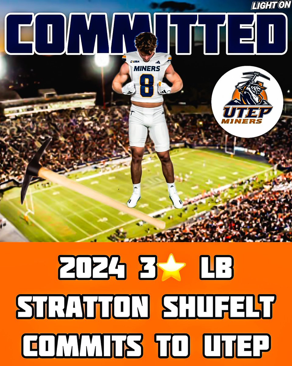 2024 3⭐️ LB Stratton Shufelt has committed to UTEP, per his social media. ⛏️🔥 🏫: Cleveland HS (NM) #PicksUp @strat_shufelt 📸: Getty, Utep Athletics