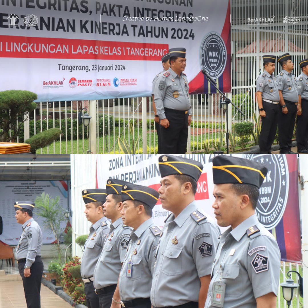 Lapastaone01's tweet photo. Lapas Kelas I Tangerang Kemenkumham Banten gelar Penandatanganan Komitmen Bersama Pembangunan Zona Integritas, Pakta Integritas, Penandatanganan Perjanjian Kinerja tahun 2024, Selasa (23/01/2024). https://t.co/WZeDt4HA3z