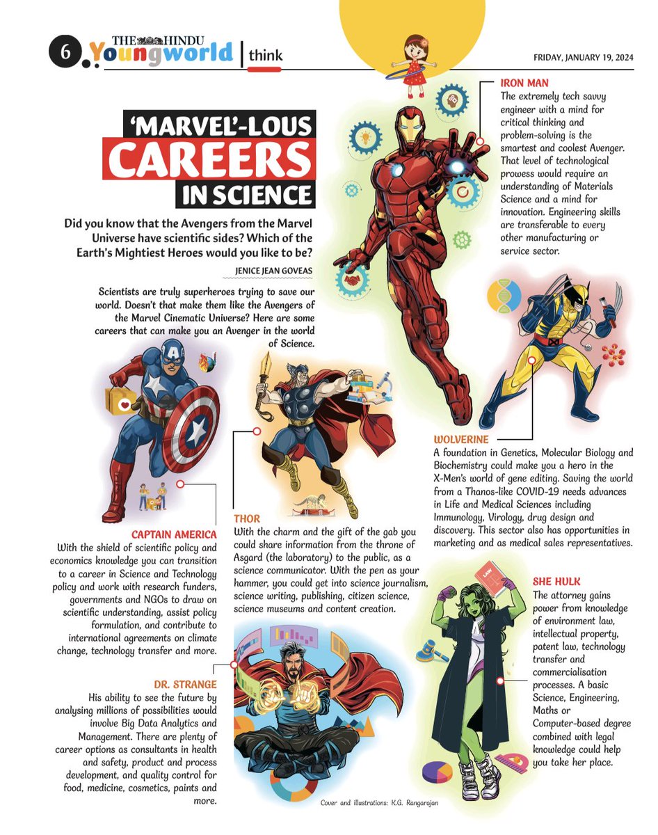🌞Authored an article for children on #sciencecareers. Which Avenger would you want to be?
