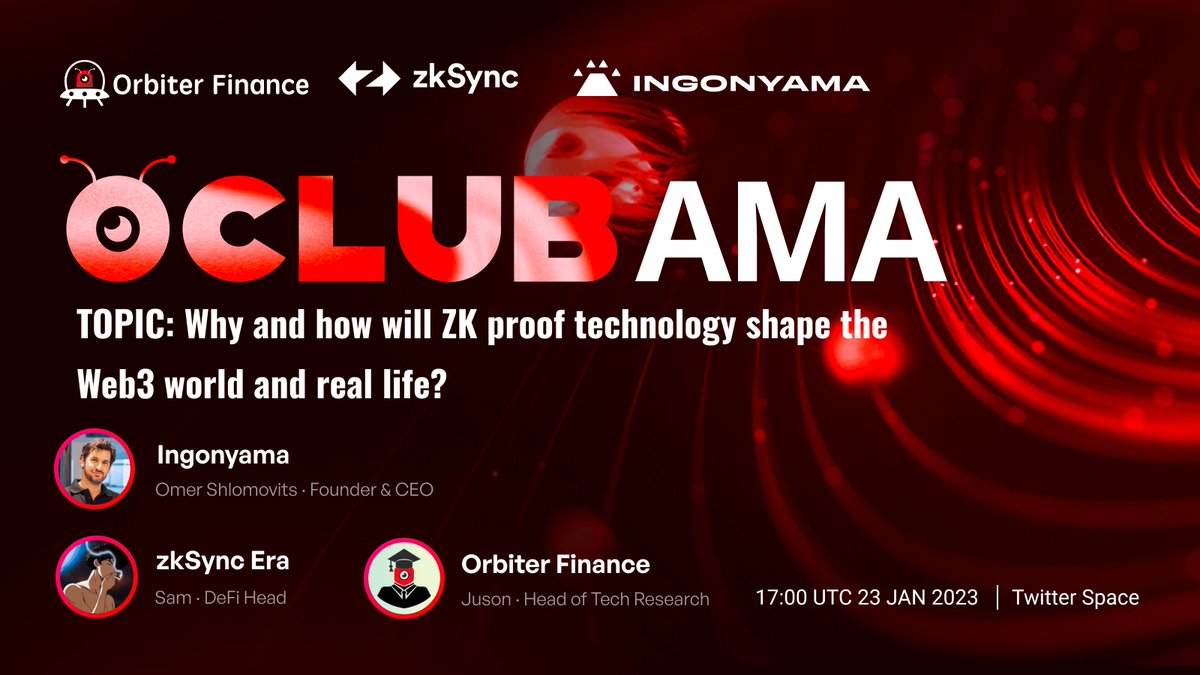 Orbiter_Finance's tweet photo. 🛸Get ready to dive into why and how will ZKP shape the web3 world and real life in our upcoming OCLUB AMA session! 🎉
Can't wait to discuss with @OmerShlomovits, @OrbiterResearch and @maxbidsam!
We look forward to seeing you at 17:00 UTC on 23 Jan! 
⏰Don't forget to set your reminder, the countdown has already begun!
https://t.co/Kiegv2c2sN