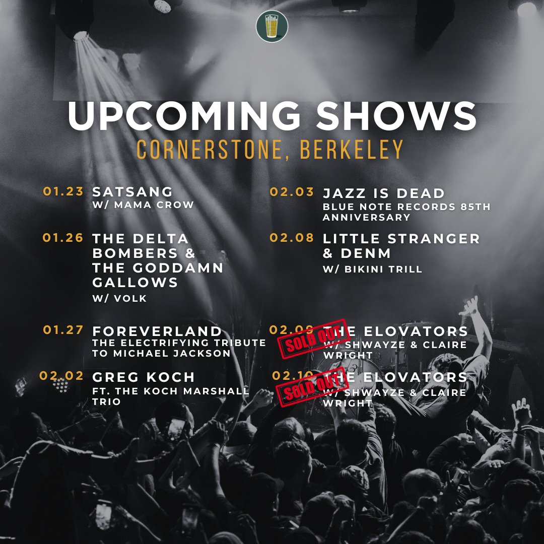 🚨 Don't miss these upcoming shows at Cornerstone Berkeley! 🔊🎶 🎟 Get your tickets now at cornerstoneberkeley.com/events