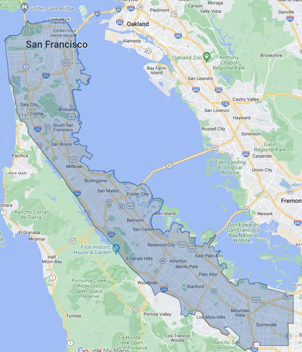 space_colonist's tweet photo. new california approved waymo map includes highways and LA!!! https://t.co/i2BgT4Toy2