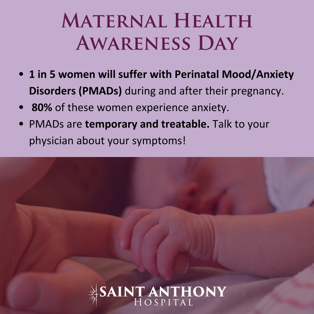 SaintAnthonyHos's tweet photo. #PMADs are common for many mothers. SAH offers free prenatal classes, as well as at-home visits through Family Connects and @ChiPublicHealth. This free service provides parental health checks, postpartum depression screenings, and more. #MaternalHealthAwarenessDay #LaborOfLove https://t.co/o1z5AGGndD