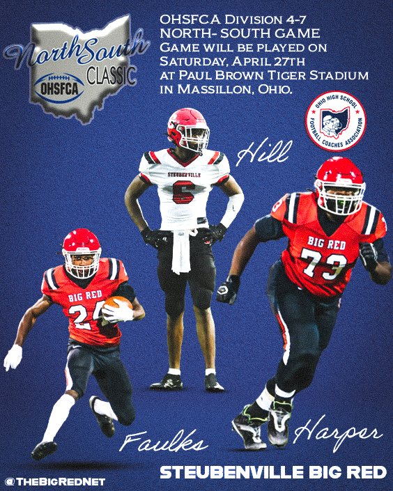 Savier Faulks, Isaac Hill, and Javin Harper of Steubenville High School have been selected to play in the Ohio North-South D4-7 ⭐ All-Star Game on April 27, 2024.
