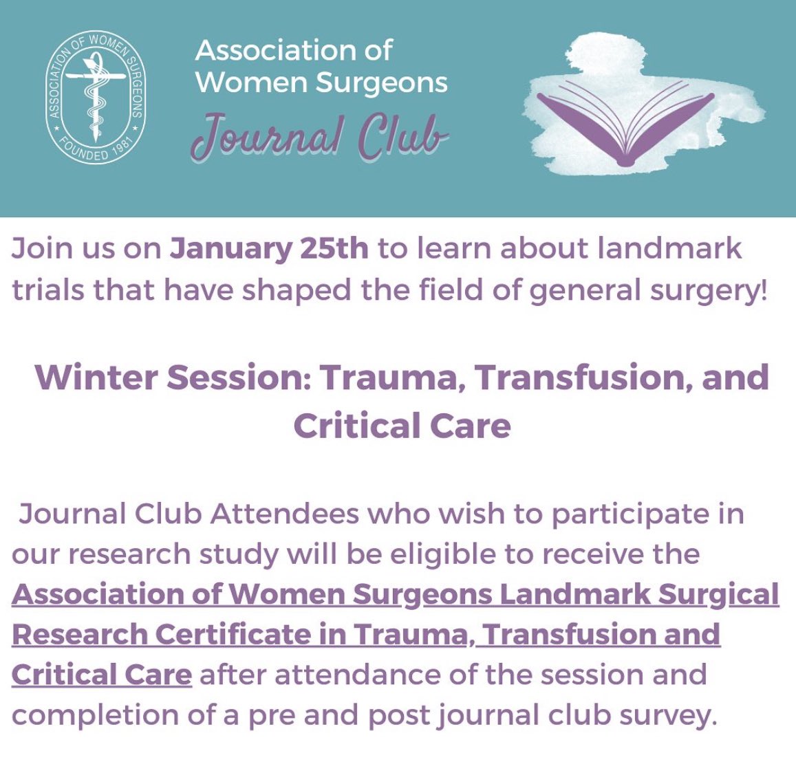 Looking forward to presenting as part of @WomenSurgeons journal club webinar on Thursday! 

amrms.zoom.us/meeting/regist…

#AWS #futuresurgeon #womensurgeons #traumasurgery #transfusion