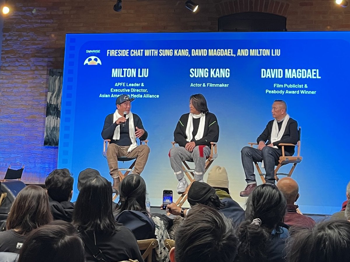 AAMediaAlliance's tweet photo. #AAMA Executive Director @LiuMilton moderates the Fireside Chat w @sungkang and @nice1dave at the #AsianPacificFilmmakersExperience #APFE closing panel at @sunriseco_us . It all started @sundancefest in 2002 w the seminal Asian American film #BetterLuckTomorrow #BLT https://t.co/oxIfXOVqiI