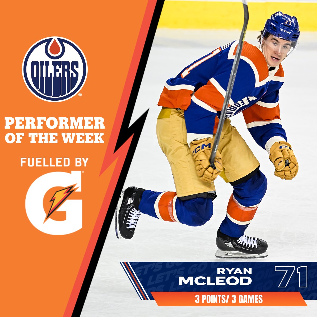 ☁️ CLOUDER ☁️

With two clutch goals & an assist, McLeod is our @Gatorade Performer of the Week 🔥 

#FuelledByG | #LetsGoOilers