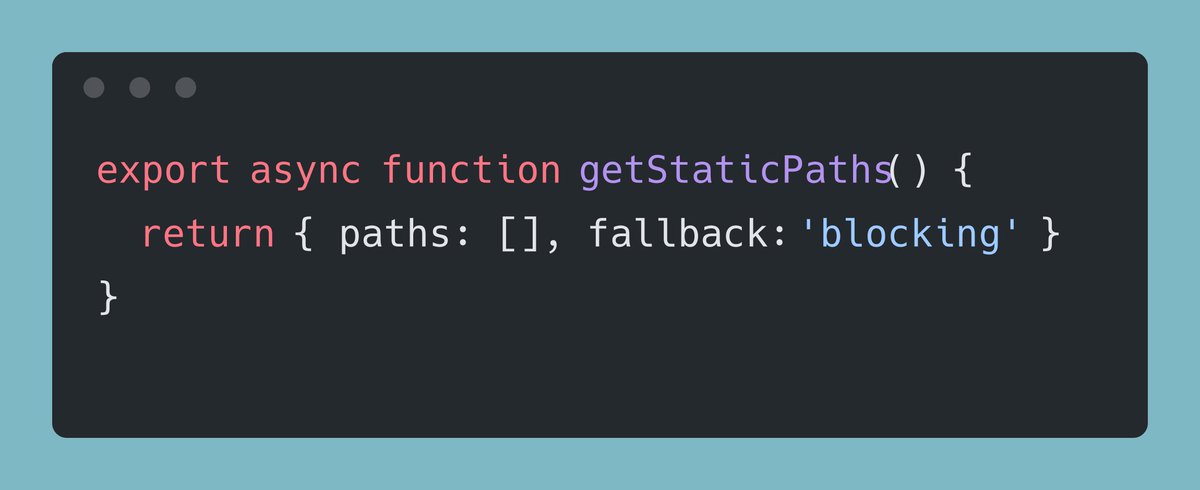 thesleebit's tweet image. 6/7 Avoid the pitfall of broken links in production.

 With &apos;fallback: blocking&apos;, users won&apos;t see loading states; they&apos;ll get SSR for new paths instead:

#CodeNewbie #NextJSTips