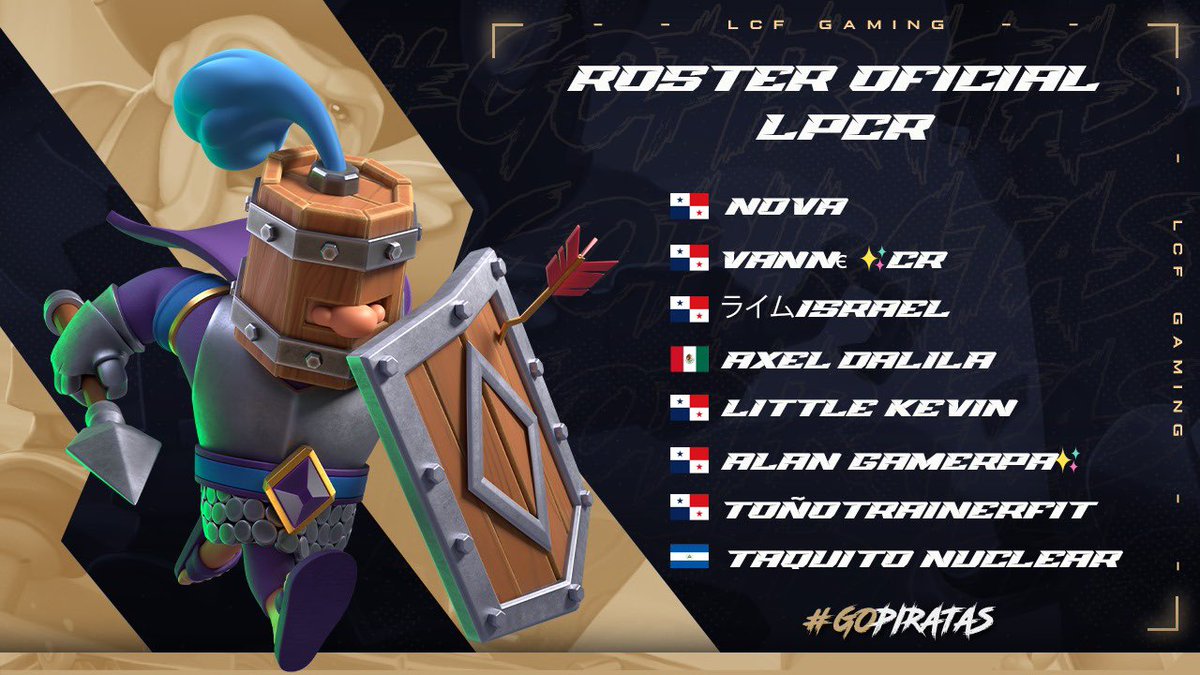 LCF GAMING (@lcfgaming_cr) on Twitter photo LCF Gaming Is back
Al competitivo panameño 🇵🇦disputaremos la <a href="/LPCRpa/">LPCRpa</a>
🇵🇦 <a href="/CrFrances/">Nova Francés cr</a>
🇵🇦 <a href="/Vanne10G/">Vănnë</a>
🇵🇦 @IsraelCR_
🇲🇽 @Acsel0409
🇵🇦 <a href="/littlekevincr/">Little Kevin★</a>
🇵🇦 <a href="/Alanilmar31/">BadCat</a>
🇵🇦 <a href="/TrainerTono09/">ToñoTrainerFit ⚽️</a>
🇳🇮 <a href="/TaquitoNuclear/">Taquito nuclear</a>
¿Será que podemos salir victoriosos? 😮💨
#GoPiratas
#ClashRoyale LCF Gaming Is back
Al competitivo panameño 🇵🇦disputaremos la <a href="/LPCRpa/">LPCRpa</a>
🇵🇦 <a href="/CrFrances/">Nova Francés cr</a>
🇵🇦 <a href="/Vanne10G/">Vănnë</a>
🇵🇦 @IsraelCR_
🇲🇽 @Acsel0409
🇵🇦 <a href="/littlekevincr/">Little Kevin★</a>
🇵🇦 <a href="/Alanilmar31/">BadCat</a>
🇵🇦 <a href="/TrainerTono09/">ToñoTrainerFit ⚽️</a>
🇳🇮 <a href="/TaquitoNuclear/">Taquito nuclear</a>
¿Será que podemos salir victoriosos? 😮💨
#GoPiratas
#ClashRoyale