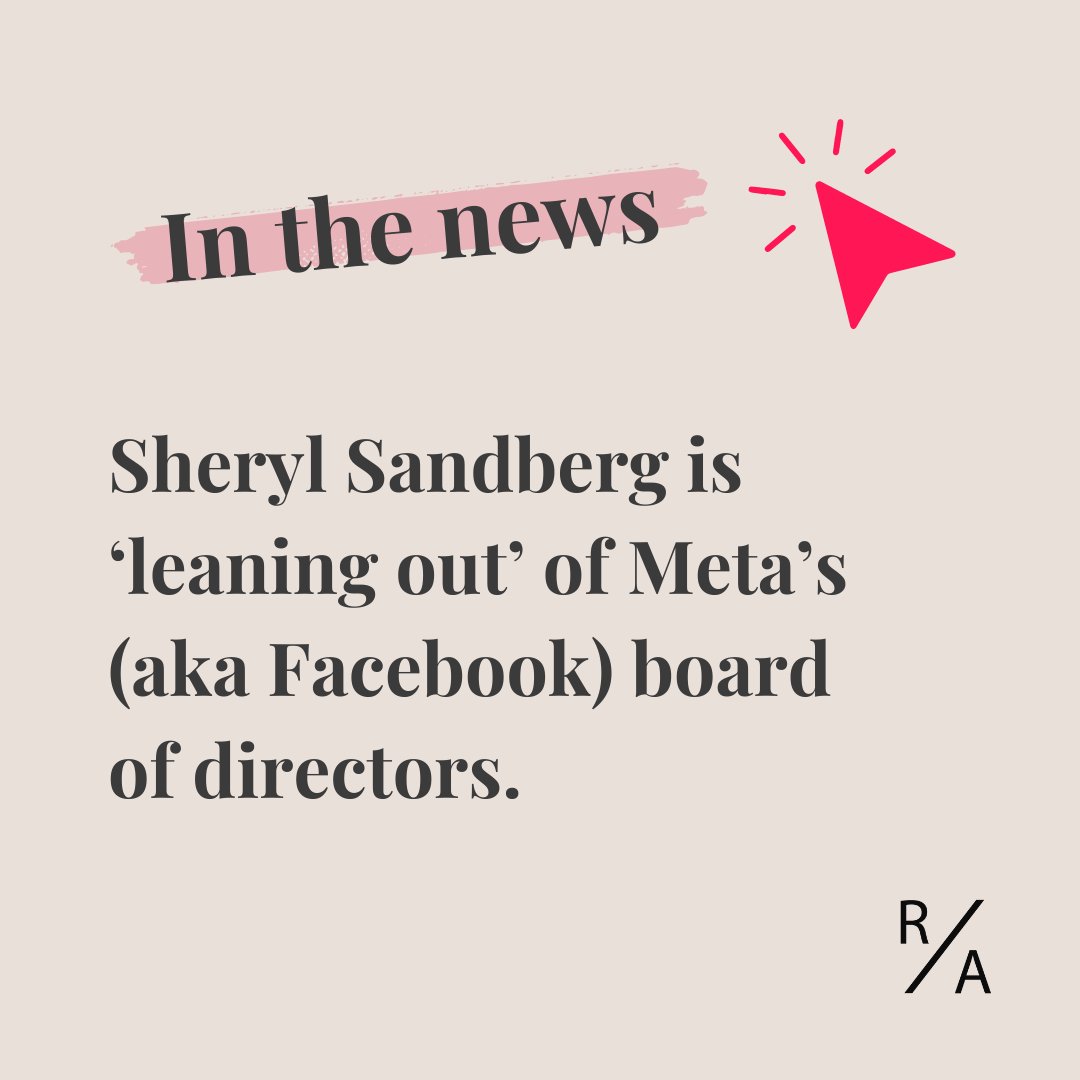 rubyassembly's tweet image. Sheryl Sandberg is stepping down from Meta's board after 12 years. In a post to (you guessed it, Facebook), she said the company is "well-positioned for the future" and that she intends to remain an 'informal adviser'. [Cut to sad Kendall at the end of Succession.] #Meta