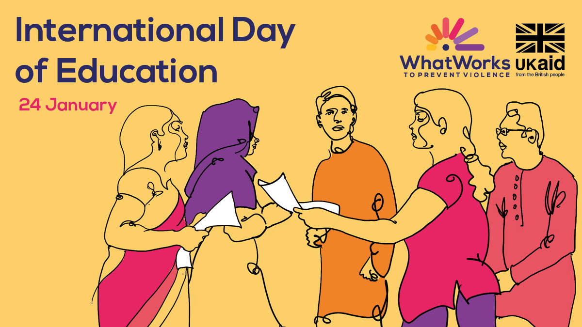 The #InternationalDayofEducation will be observed on 24th themed “learning for lasting peace”. Violence in & around schools can be prevented. We are investing in projects and research to scale projects that have demonstrated impact on preventing #VAWG in and around schools.