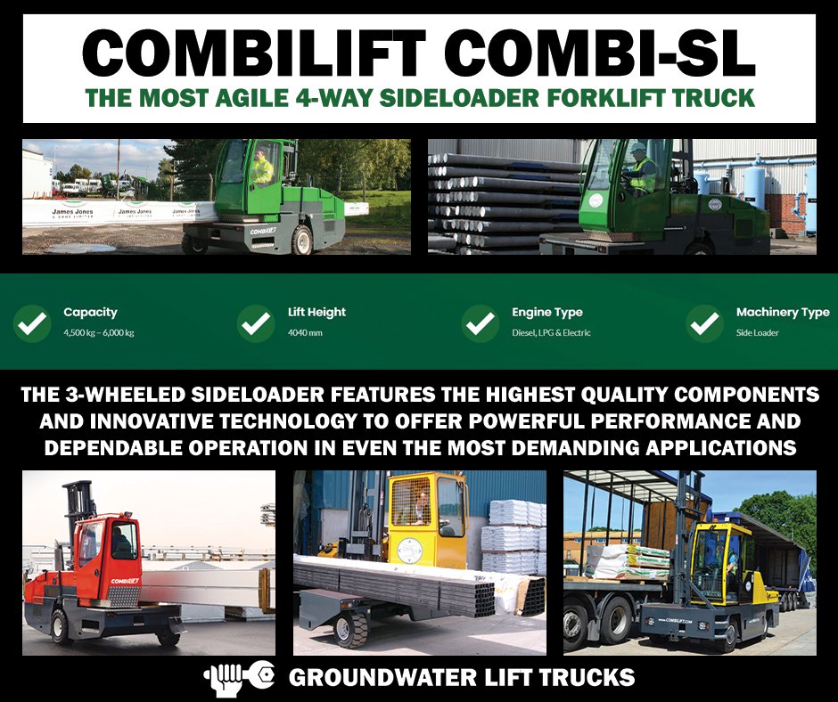 Need a sideloader? Try one from Combilift!

Built for a variety of industries like timber and steel👷, the Combi-SL is a robust 3-wheel multidirectional forklift available in diesel, LPG, or electric.

📞01569768014
✉️sales@groundwater.uk.com

#Combilift #LiftingInnovation