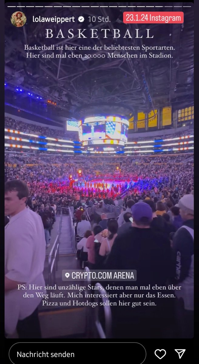 Wir schalten kurz nach L.A / Hollywood/ US to the A zu der Insta-Auslandskorrespondentin Lola, die für uns spontan zum Basketball geht.