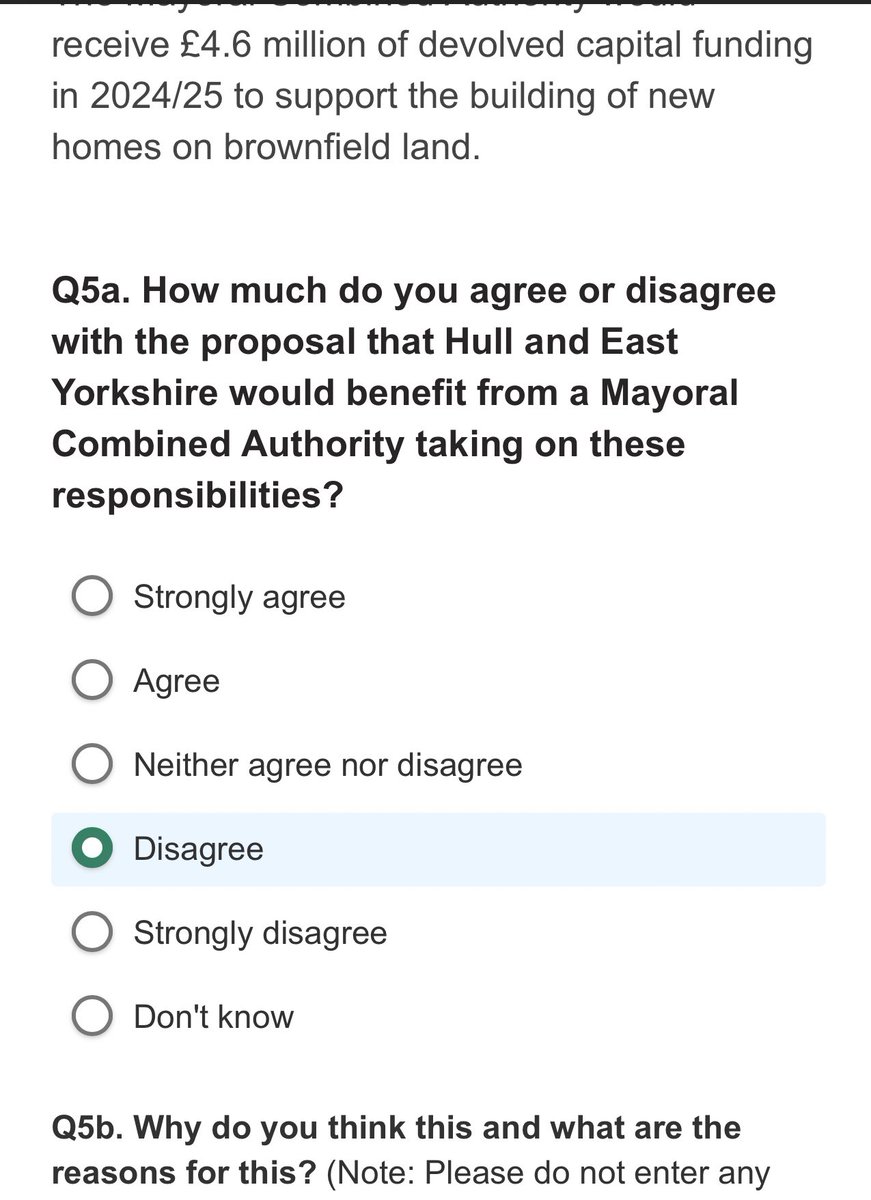 I thought I’d have a nosey at the survey that @hullccinfo and @East_Riding are promoting on devolution. Although I didn’t submit it, the results must be invalidated owing to the shifting scale direction - 3 changes in 5 questions? 🤯