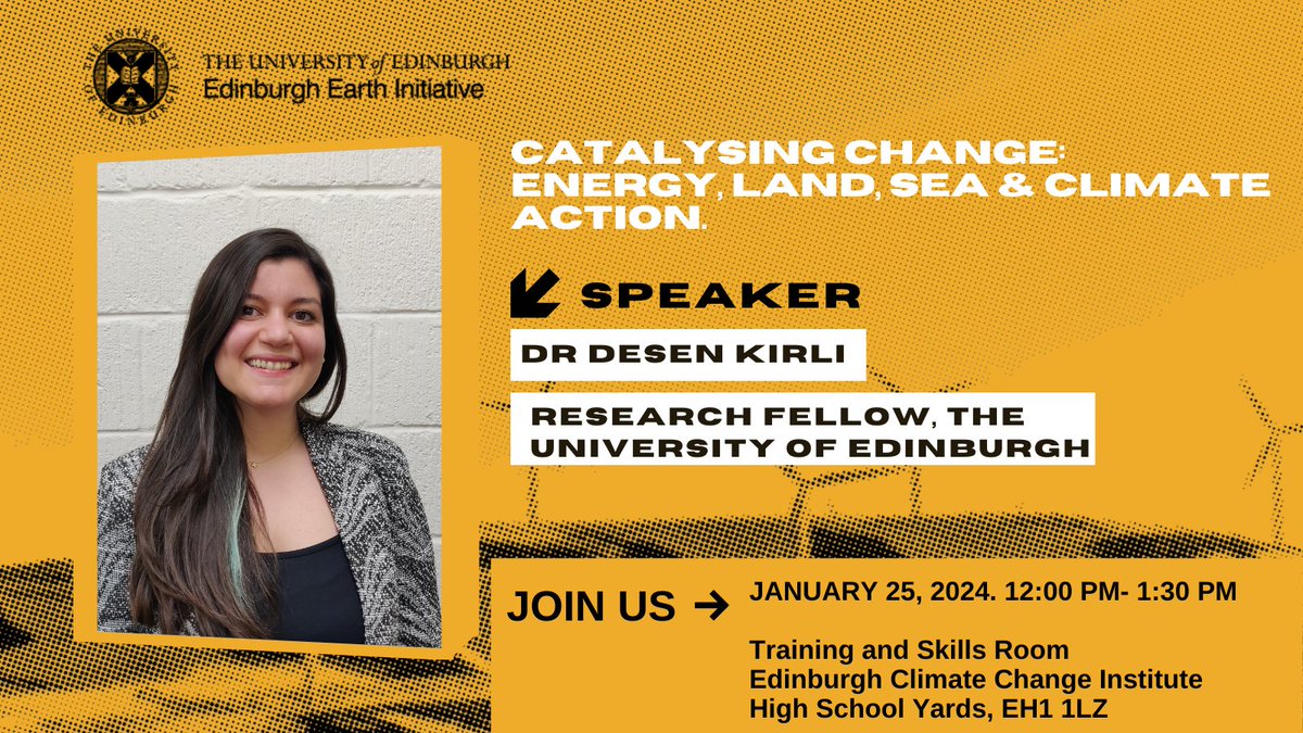 <a href="/Desenk/">Desen Kırlı</a> is an Elizabeth Georgeson research fellow at the <a href="/EdinburghUni/">The University of Edinburgh</a>, and our 2nd panelist for the "Catalysing Change: Energy, Land, Sea &amp;Climate Action" event on Jan 25 at <a href="/EdCentreCC/">ECCI</a>. Learn more about energy decarbonisation through data &amp; digital use- bit.ly/3HqLmwJ