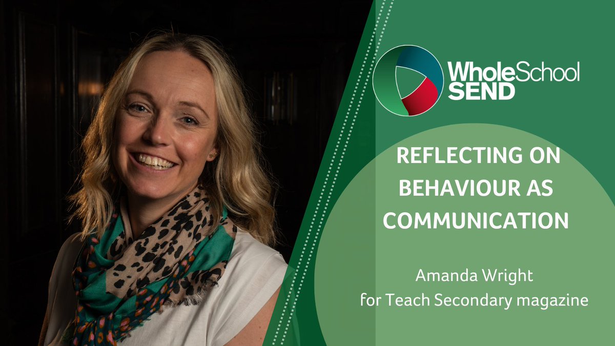 Behaviour as Communication is one of the key themes we explore in the online SEND CPD units we've developed with @realtraininguk. In this quick read, written for Teach Secondary magazine, she shares her thoughts: ow.ly/ntG050Qt8hW