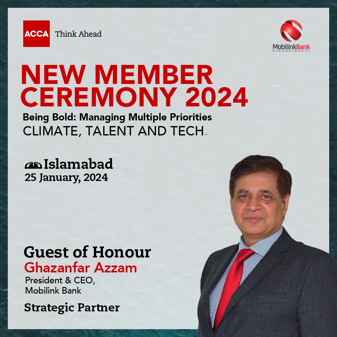 New Member Ceremony 2024!
We are honored to have Ghazanfar Azzam, President and CEO of Mobilink Bank, as our esteemed guest of honor, sharing his invaluable insights. 
Tune in for a captivating conversation via our live stream on Facebook and LinkedIn.