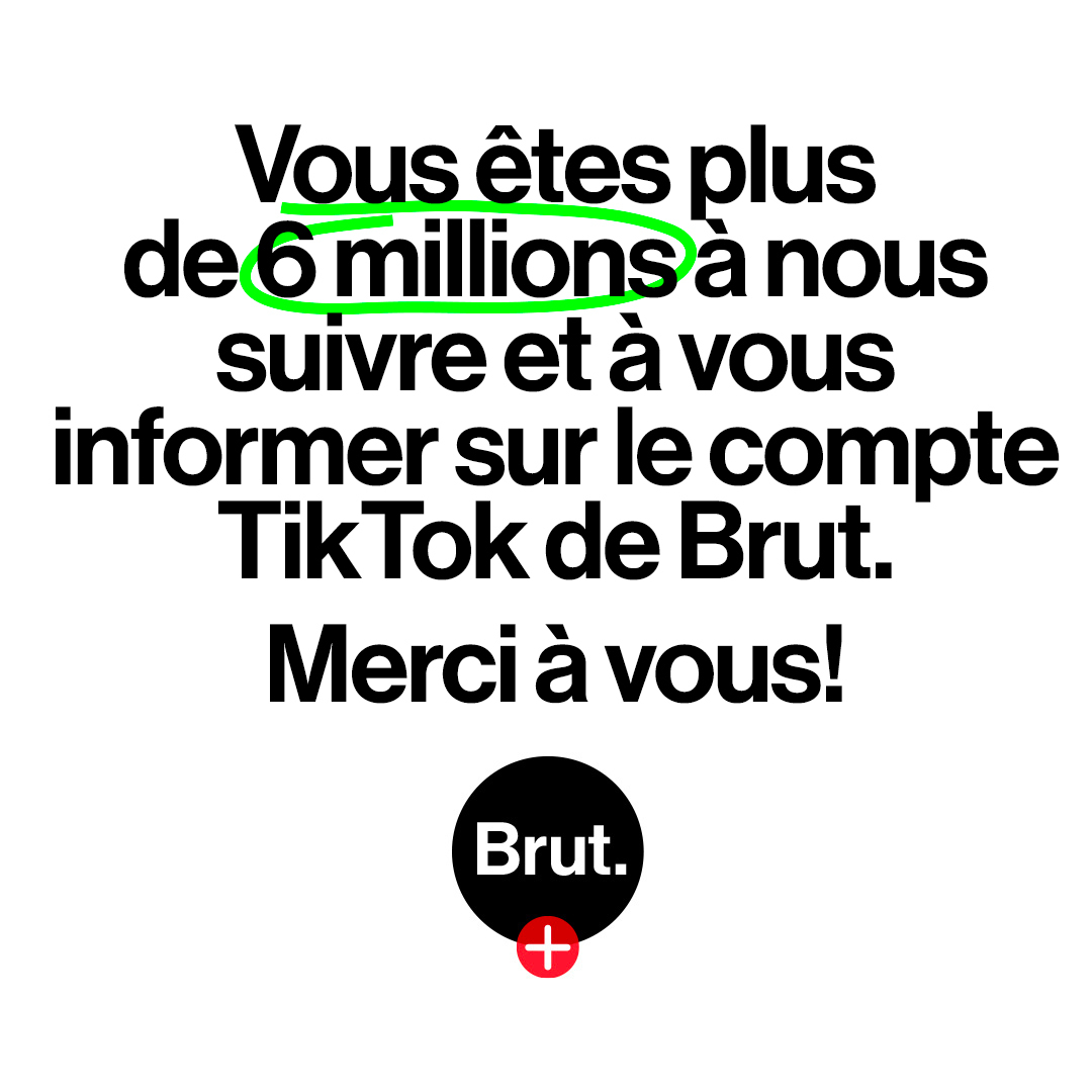 Vous êtes chaque jour plus nombreux à nous suivre sur TikTok : + 2,8M d'abonnés en un an.

💜 Merci pour votre confiance. tiktok.com/@brutofficiel