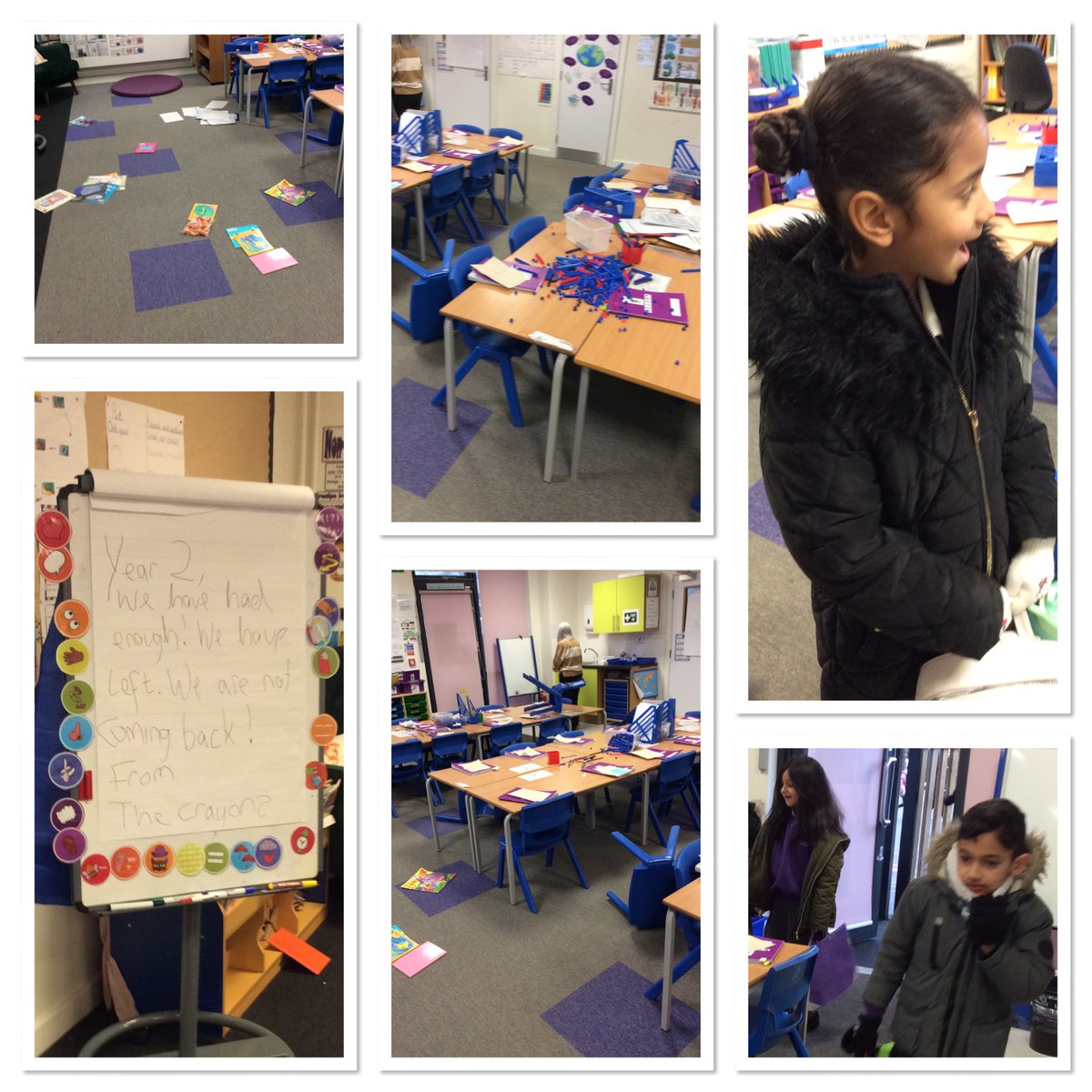 Today Class 2 walked into class to find it in a mess. The crayons were angry with how we treated them and quit! We are going to learn how to write a persuasive letter to get our crayons back
