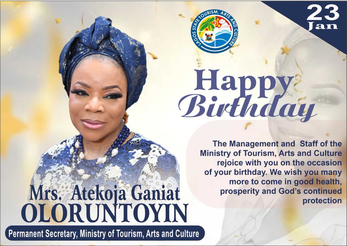 Happy birthday to our Permanent Secretary, Mrs. Oloruntoyin Ganiat Atekoja. We wish you many more years in robust health and wealth, Amen