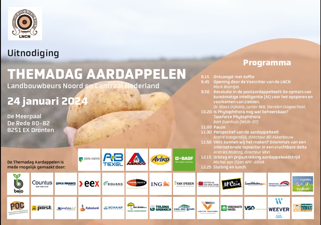 Morgen de Themadag aardappelen van de LNCN in de Meerpaal te Dronten!