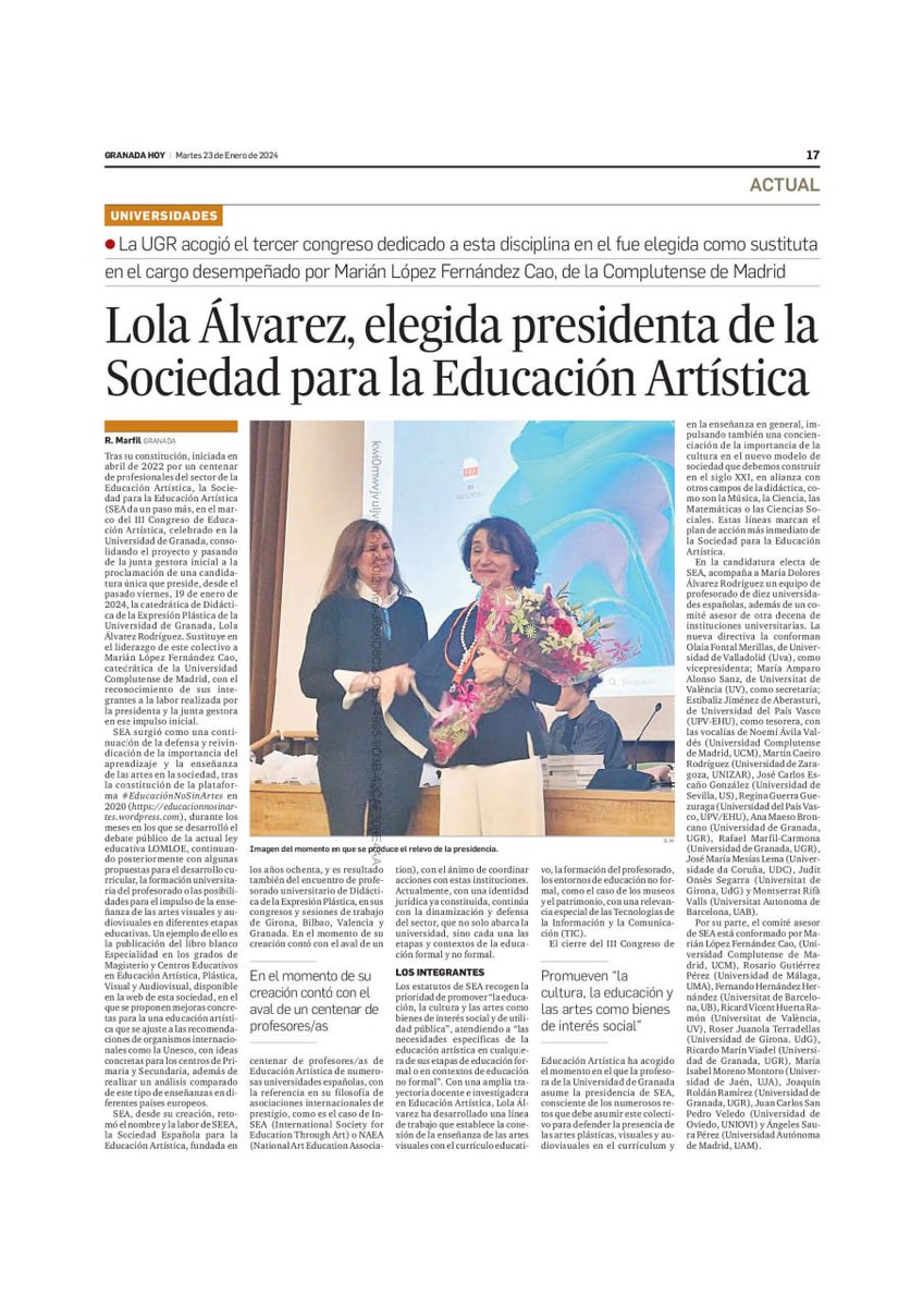 <a href="/Noticiaspress_e/">Noticiaspress.es</a> .<a href="/granadahoy/">Granada Hoy</a> ✒️ #SociedadSEA #EducaciónNoSinArtes