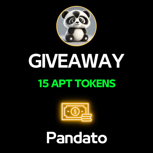 PANDATO GIVEAWAY 🪂

To start the Pandato Mint LaunchPad event series!

1⃣st #Giveaway 15 $APT tokens to 15 members
- Raffle among the holders of Pandato
- Snapshot 3 days after Mint!
- Like, RT, and drop your Aptos wallet address👇

⏰Get started! Today 1 PM UTC, January 23rd,