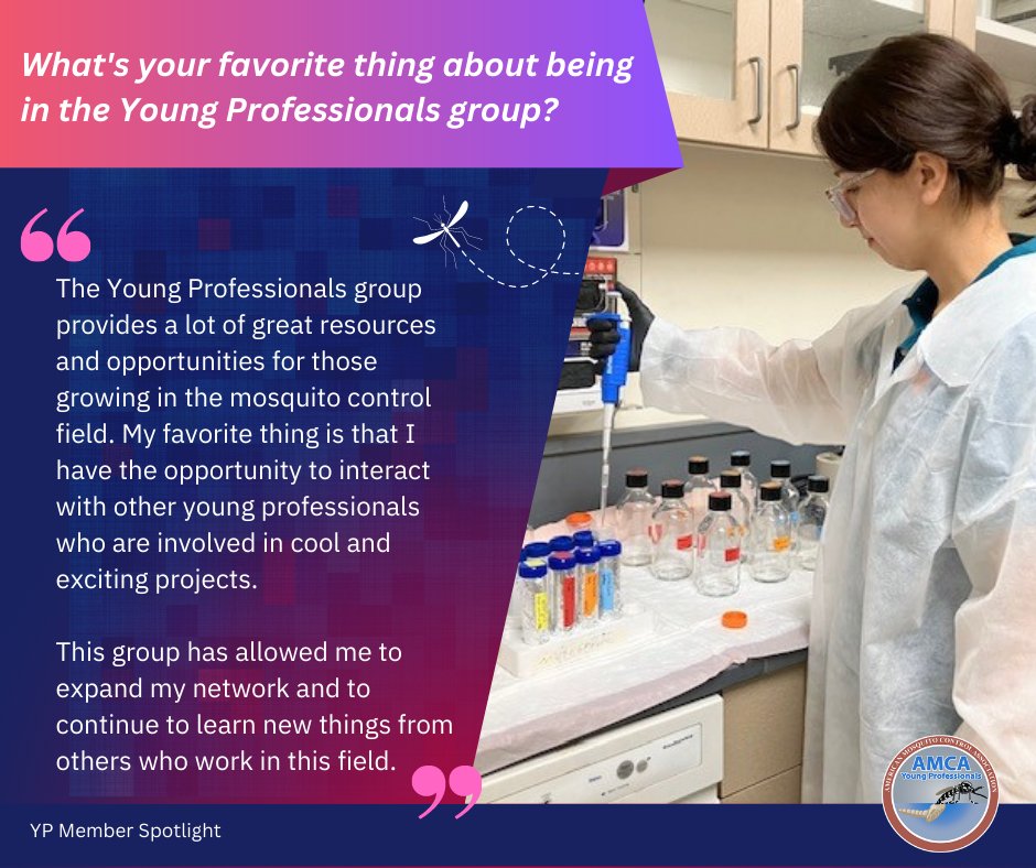 AMCAYPs's tweet photo. New Year, New YPs Spotlight! Meet Courtney Chagolla, vector ecologist for the Greater LA County VCD. Specializing in mosquitoes and black flies, she will share her insights on black fly management at the 2024 MVCAC conference in CA! Read why she likes being part of the YPs group! https://t.co/X2MhtGVQhG
