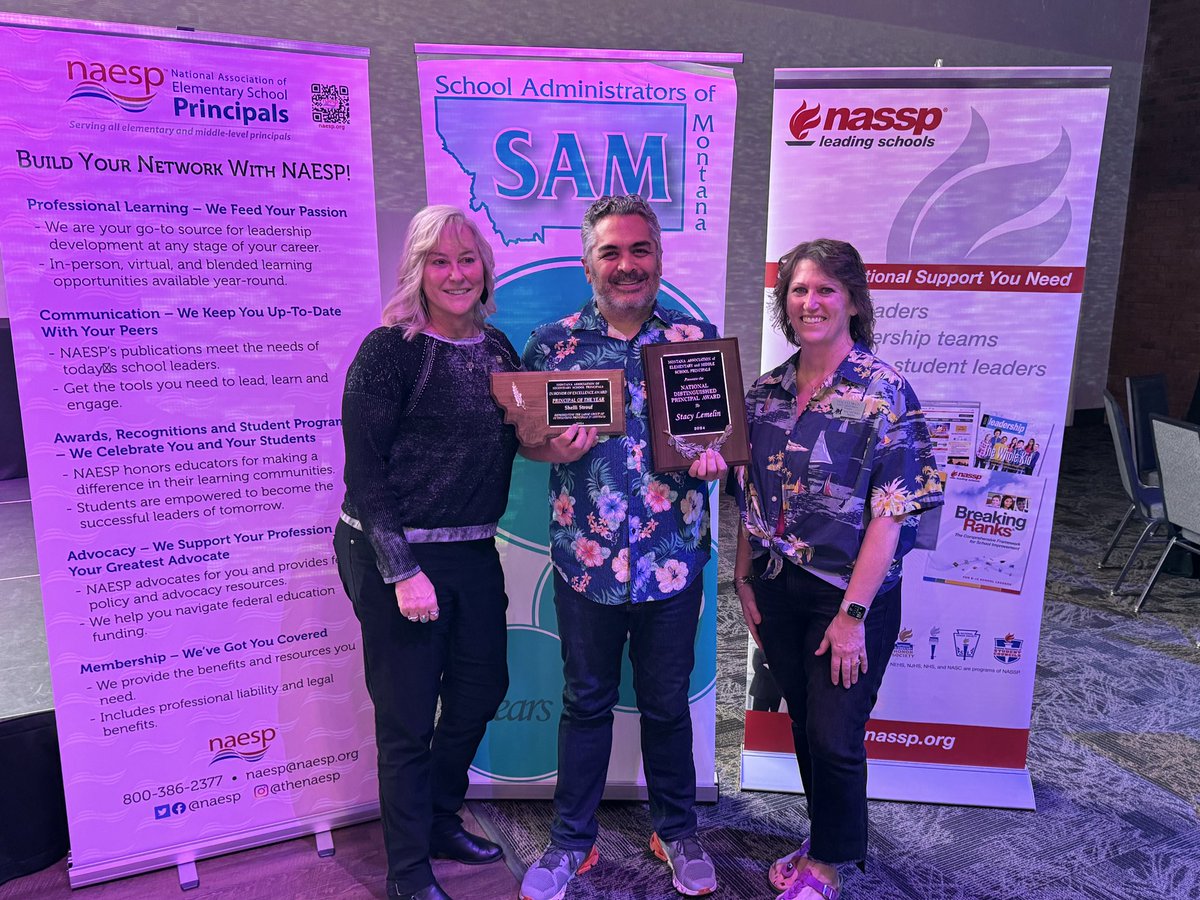 Congratulations to Shelli Strouf on being named Principal of the Year for MASSP and Stacy Lemelin being recognized as the National Distinguished Principal for MAEMSP!  Great job. You both represent @BilingsPublic and Montana very well. #nassp #naesp #mtprincipals24