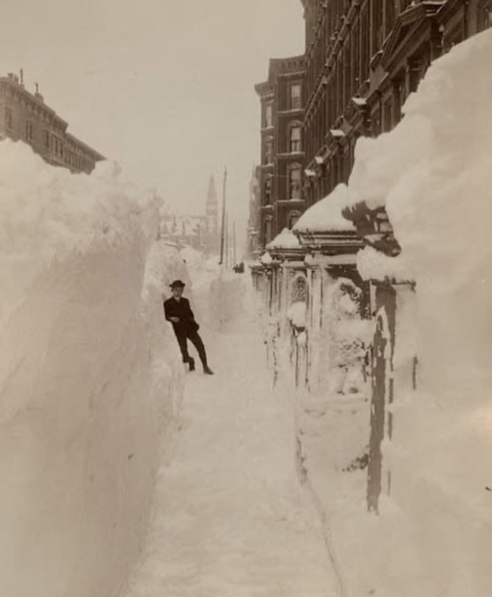 The Great Blizzard of 1888, Madison Avenue and 40th Street, New York City.