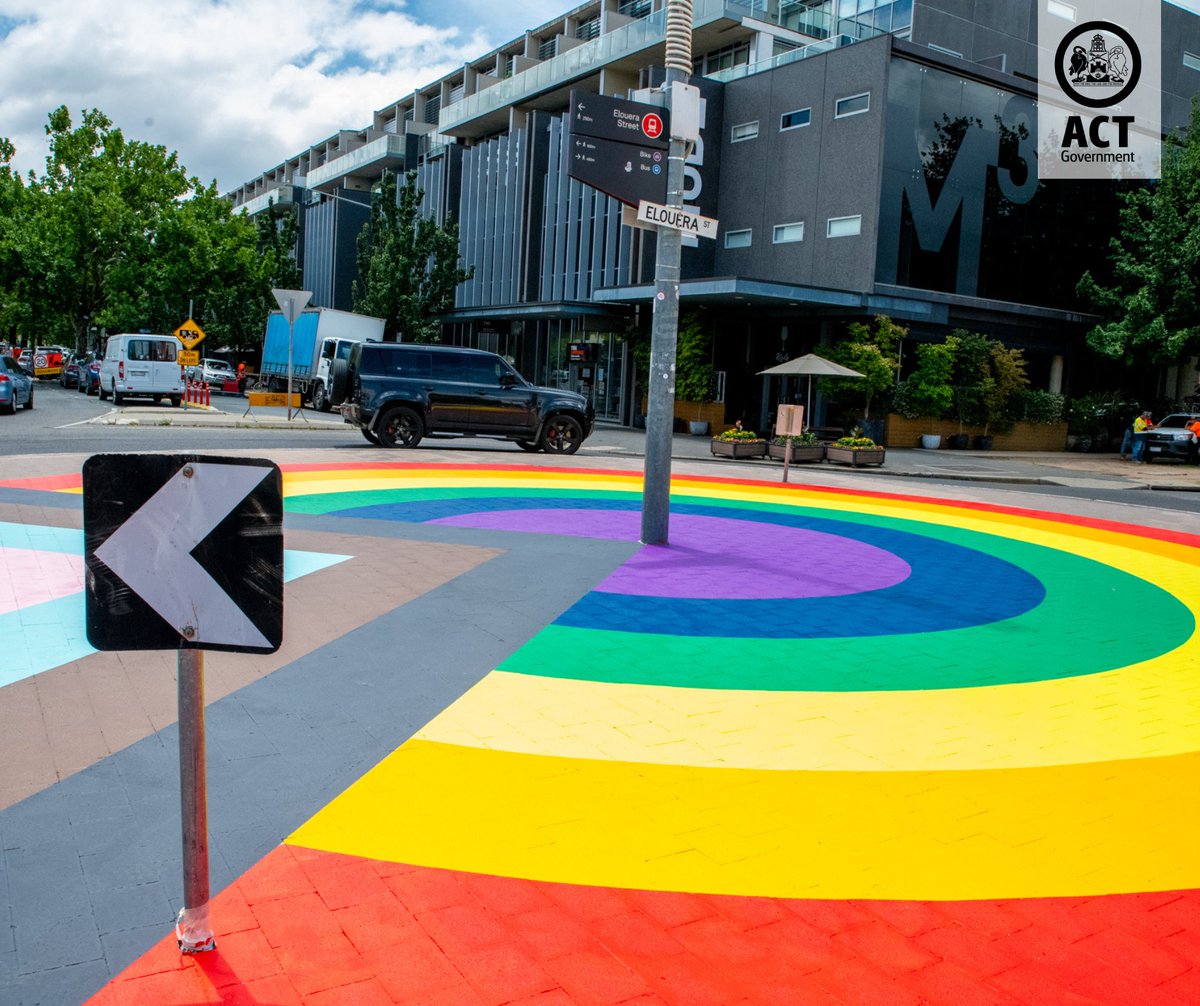 Have you spotted the rainbow roundabout on Lonsdale Street getting a makeover this week? 📷
The new design incorporates the 'progress flag' layout.