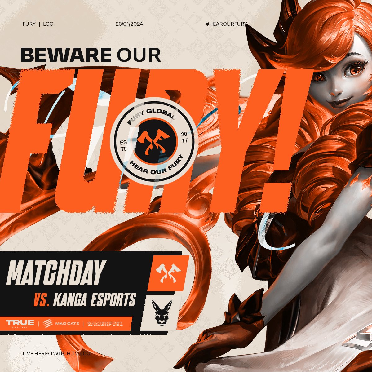 We've been working hard this week to shake off those week one jitters and we're ready for our next challenge! Hope to see you there 👨‍🍳

🕕6PM AEDT
📺twitch.tv/lco

#HearOurFURY🔥| #FURYLOL | #LCO