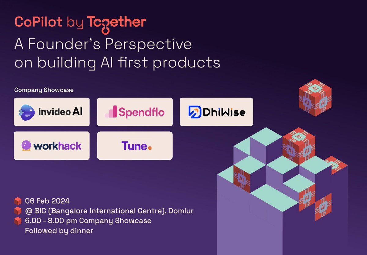 I am excited to share @invideoOfficial’s journey on how we use gen AI to delight customers. Hear me share learnings on 6th Feb at Together's Co Pilot in BLR. Register here
lu.ma/g13zfdxr
@scaletogether @shubg @mrgirish