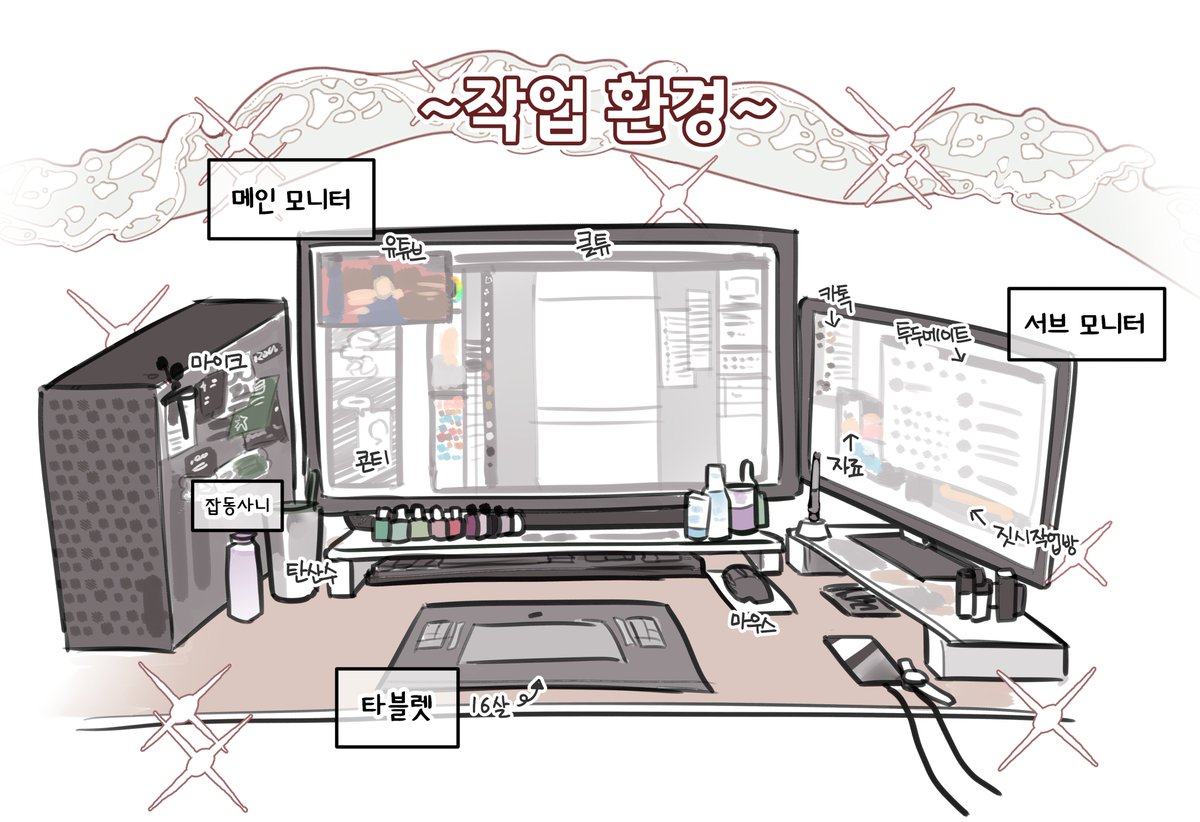 ✨딴짓할게 가득한 책상입니다✨