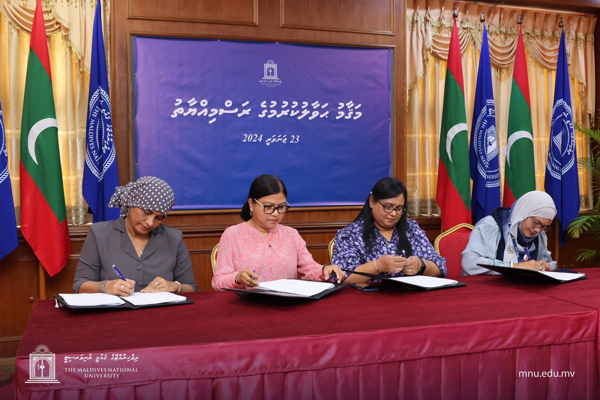 MNUedu's tweet photo. Congratulations and best wishes to our newly appointed deans!

Ms. Nadhiya Ahmed, Dean of Faculty of Education.

Ms. Zeenath Solih, Dean of Faculty of Hospitality and Tourism Studies.

Dr. Sheeza Ali, Dean of School of Medicine.

#MNU https://t.co/ea5bkiHSqi