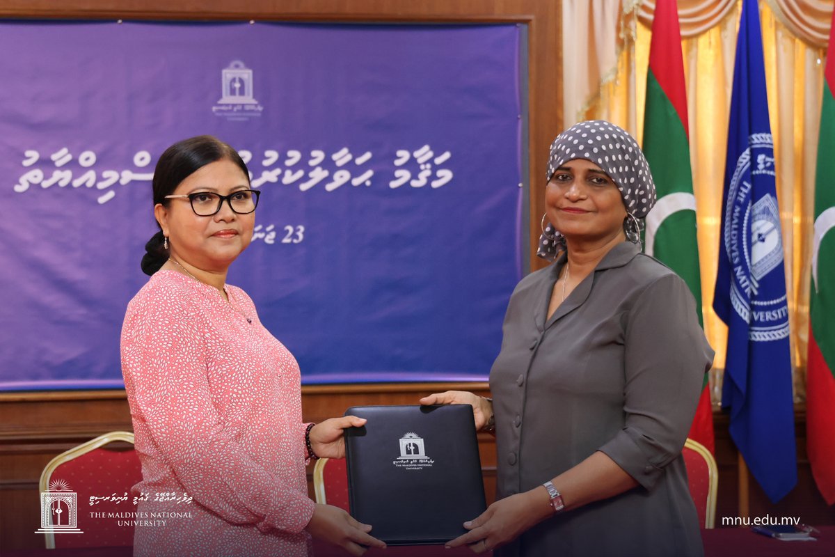 MNUedu's tweet photo. Congratulations and best wishes to our newly appointed deans!

Ms. Nadhiya Ahmed, Dean of Faculty of Education.

Ms. Zeenath Solih, Dean of Faculty of Hospitality and Tourism Studies.

Dr. Sheeza Ali, Dean of School of Medicine.

#MNU https://t.co/ea5bkiHSqi