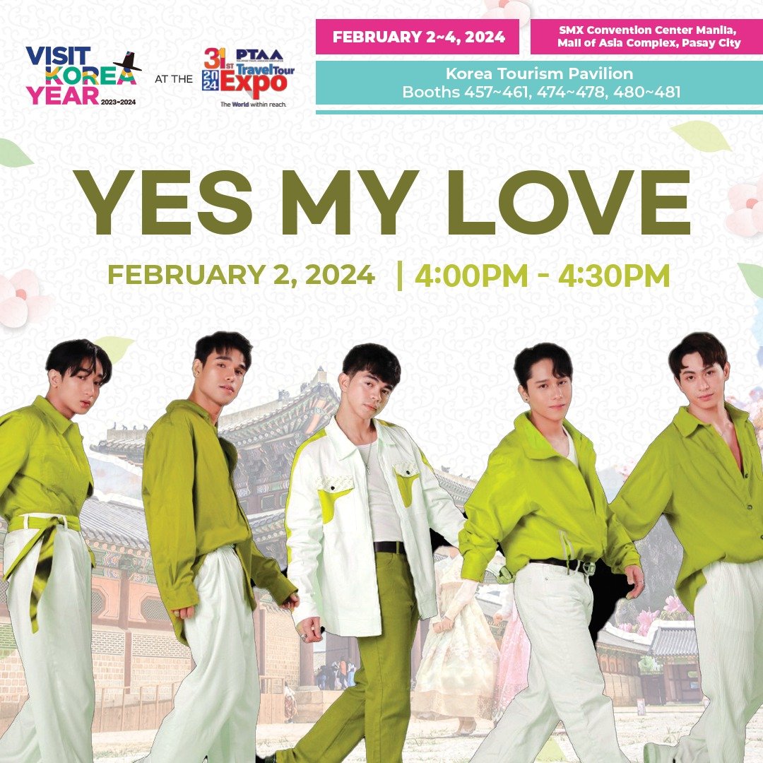 143ofc's tweet photo. [🗓️#YML_Event]

The gorgeous men of Yes My Love is set to make your hearts throb as they flare up the centerstage of Travel Tour Expo 2024! ❤️‍🔥

📌Korea Tourism Pavillion, SMX Convention Center
🗓️February 2, 2024
⏲️4:00 PM - 4:30 PM   

#143YesMyLove @143YesMyLove
#TTE2024 https://t.co/G3Edyu1jsc