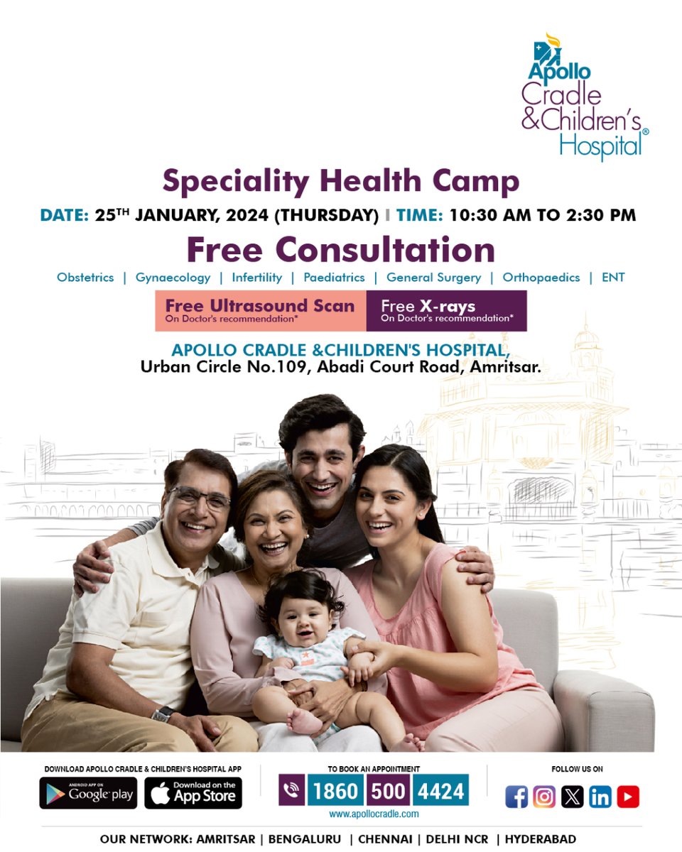 Embark on a journey to wellness with Apollo Cradle & Children's Hospital! 🌟 Join us for a Free Consultation, where expert care meets your unique needs. Your path to a healthier, happier you starts here!

#HealthcareJourney #FreeConsultation #WellnessFirst