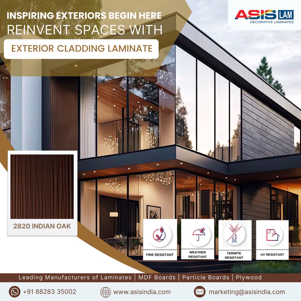 asisgroupindia's tweet photo. Delivering guardianship for your exterior, all through our durable and chic exterior cladding laminates. 

Explore our range of products at https://t.co/ndlAiNZBOn. 

To reach us https://t.co/053ShJt5aE  

#asis #asisindia #india #exteriorcladdinglaminate #exterior #laminate https://t.co/cca2GmXfUn