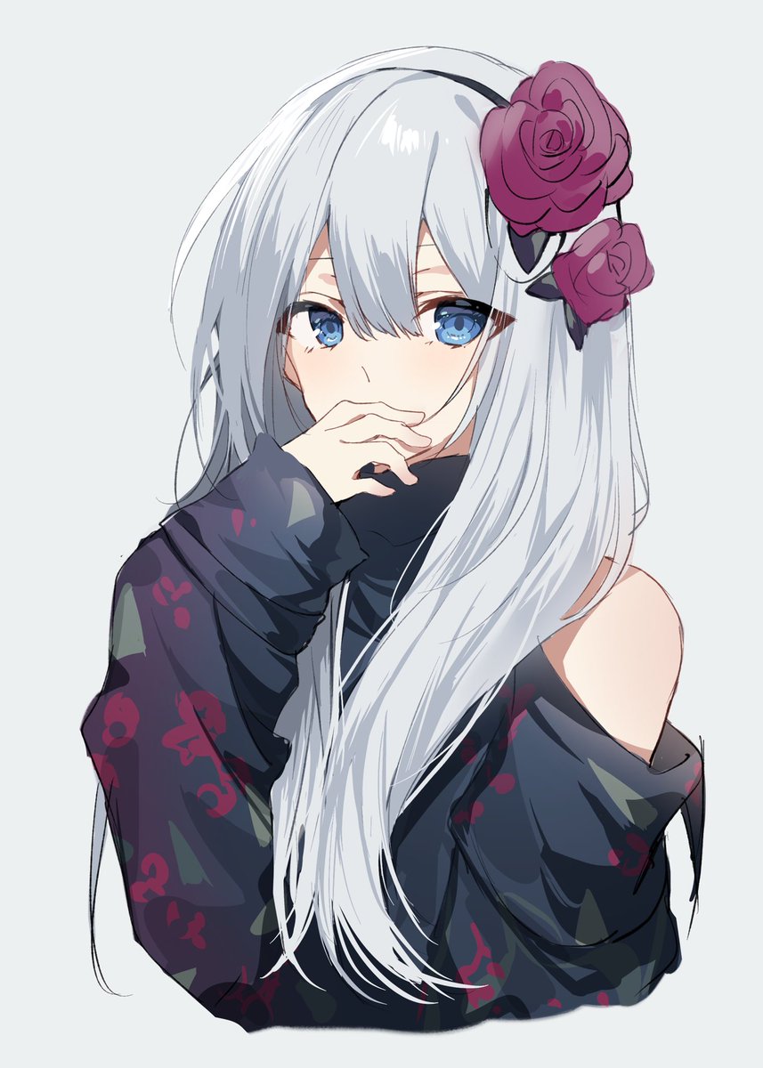 yoisaki kanade 1girl solo flower hair flower blue eyes hair ornament long hair  illustration images