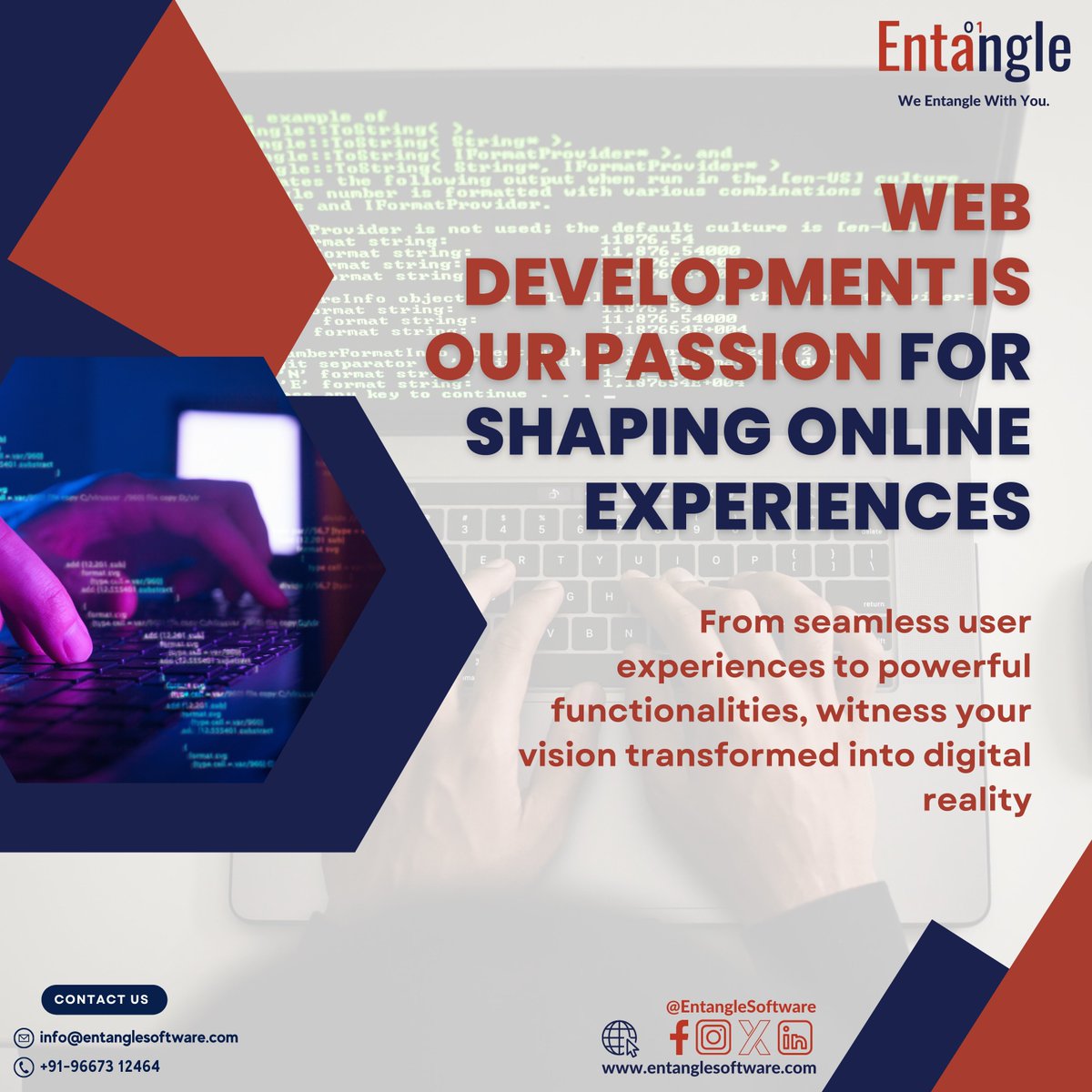 espl_software's tweet image. Crafting digital wonders with Entangle Software's web development expertise! From sleek interfaces to robust functionalities, web development is the heartbeat of the online world.
Elevate your digital presence with the magic of web development.
#WebDevMagic #EntangleInnovation