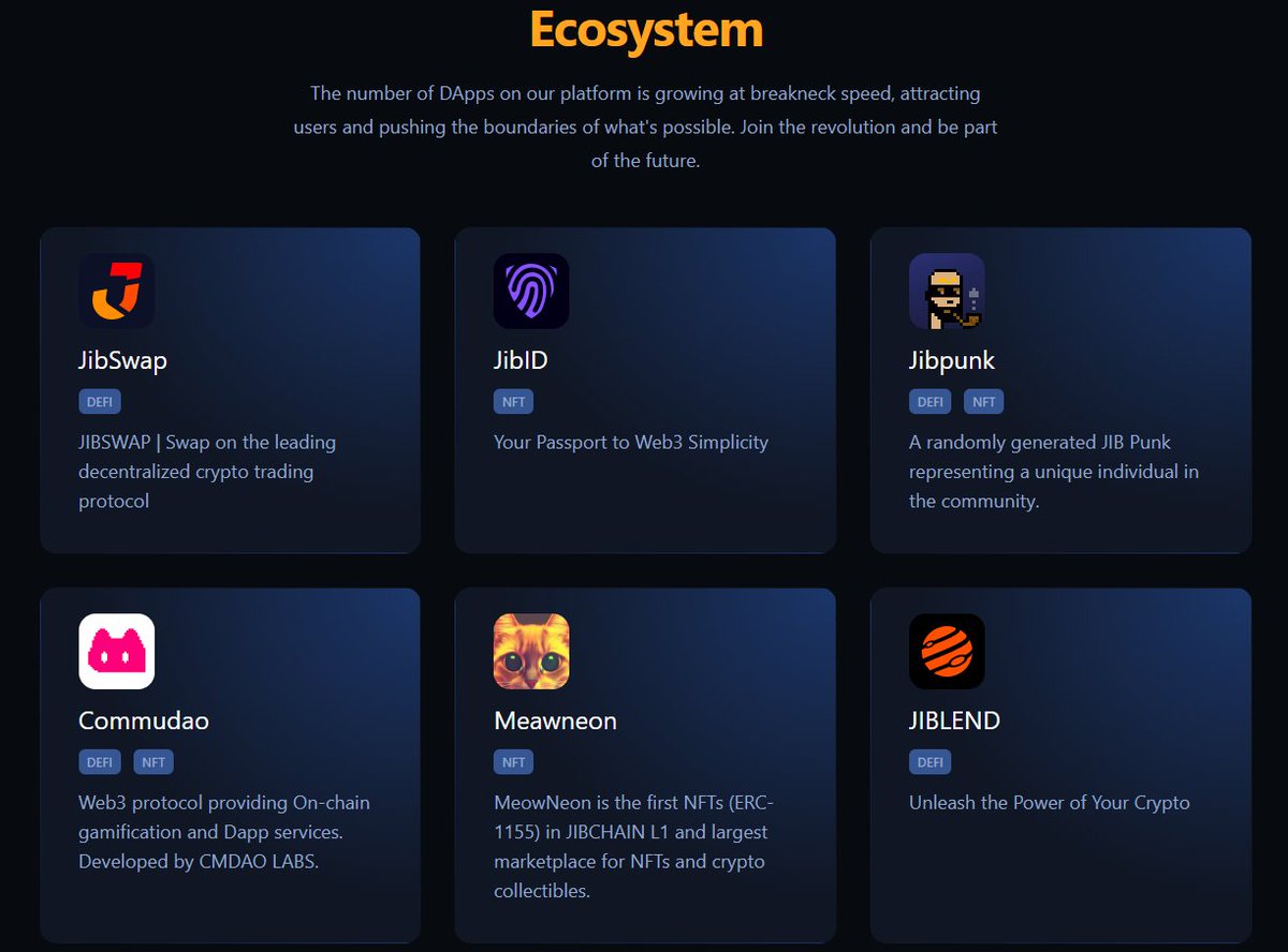All DApps currently on JIB Chain ❤️

#jibid #jibchain