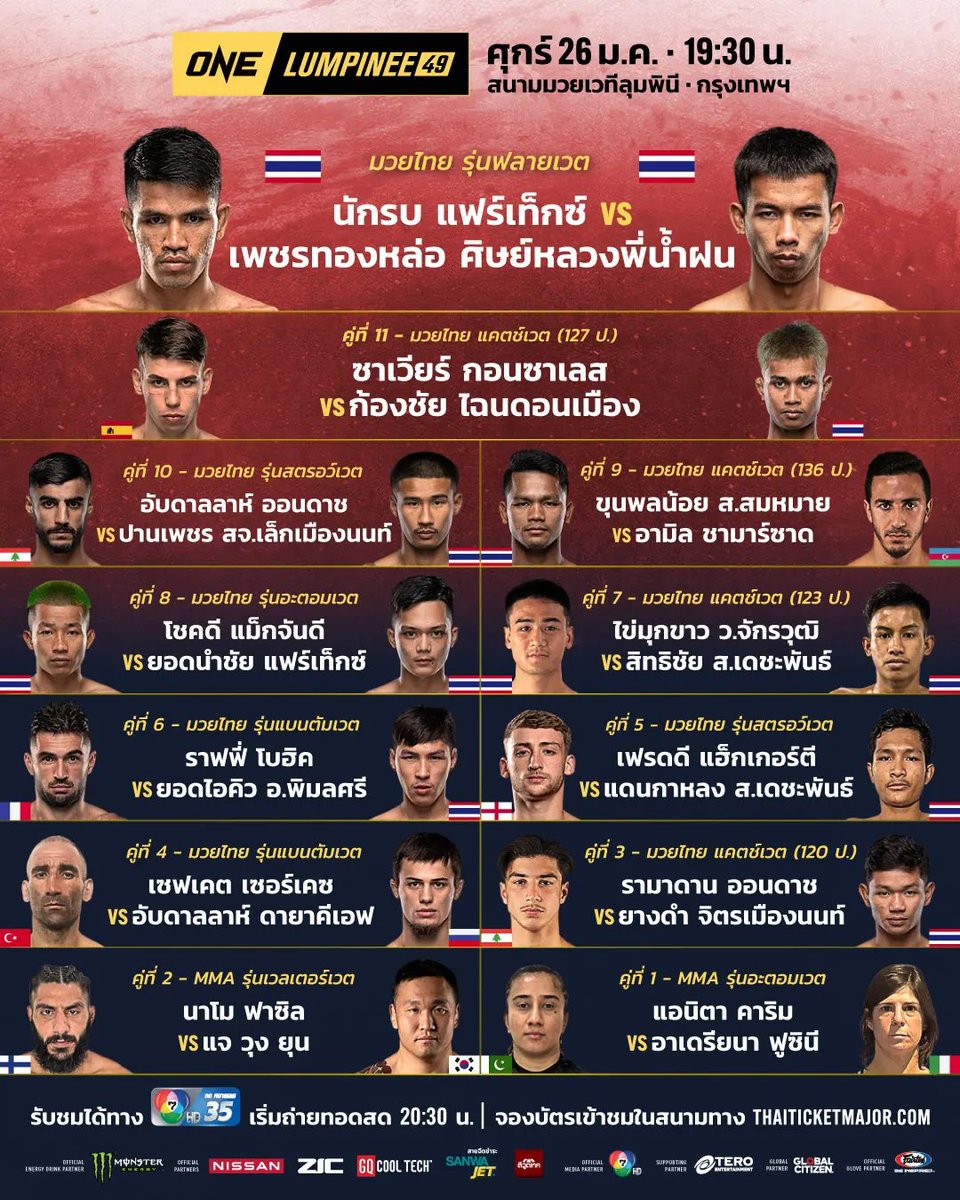 MTM88S_COM's tweet photo. #มวยวันนี้ : โปรแกรมมวย ONE ลุมพินี 49 พร้อมเสิร์ฟทุกความมันส์เหล่าแฟนมวยอีกค��ั้งนึงเวลา 19.30 น. คืนศุกร์ที่ 26 ม.ค. นี้

อ่านต่อได้ที่👇
https://t.co/rXAomBDoVa

#กีฬา
#ข่าววันนี้
#ONELUMPINEE49 https://t.co/QGeeBgLp3p