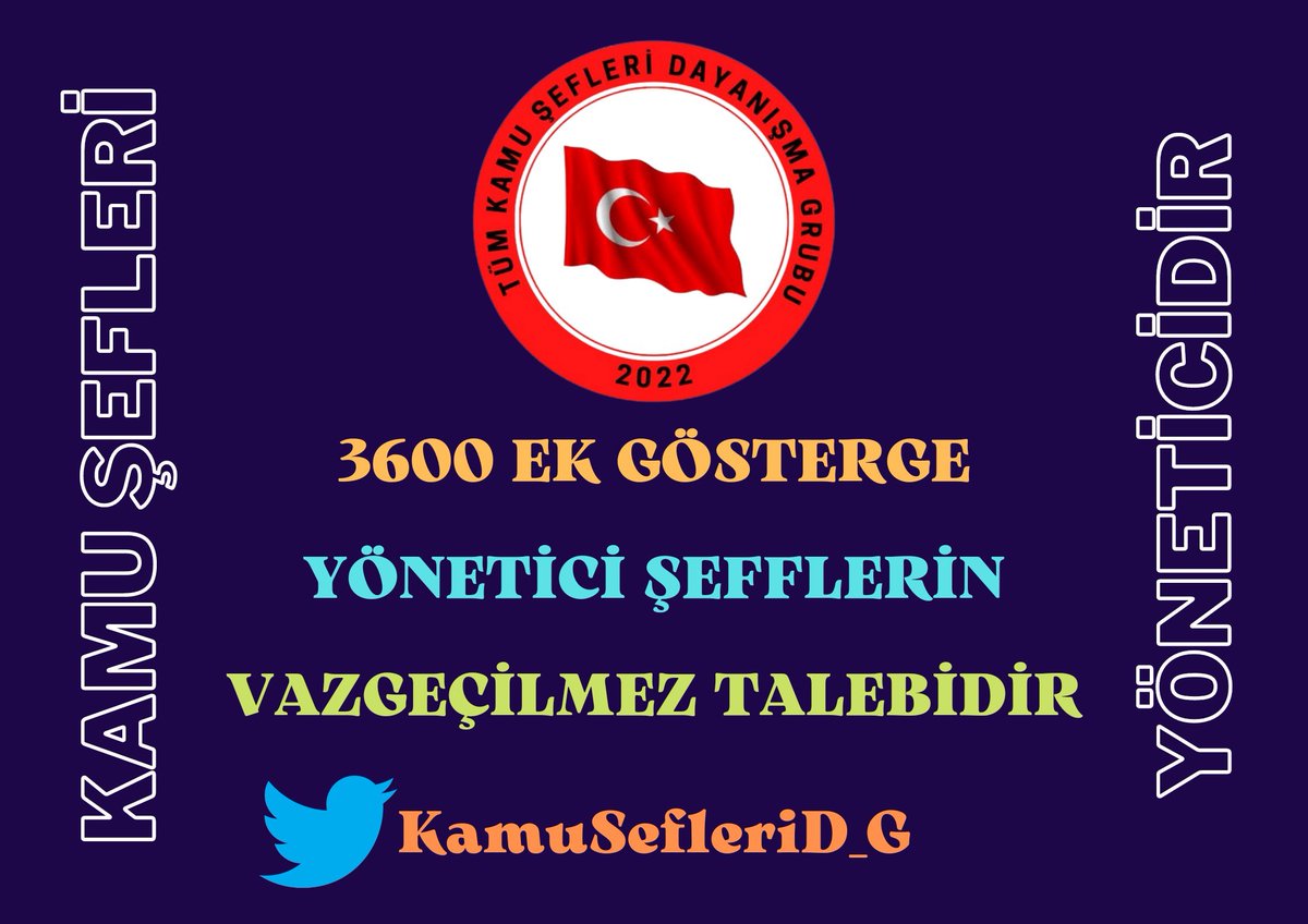 Yönetici #TümKamuŞefleri  3600 Ek gösterge düzenlemesini ivedilikle bekliyor. Adaletin sağlanması için Sayın Cumhurbaşkanımız <a href="/RTErdogan/">Recep Tayyip Erdoğan</a>'ın 2023 yılında verdiği sözün tutulmasını bekliyoruz. Sayın <a href="/isikhanvedat/">Prof. Dr. Vedat Işıkhan</a> <a href="/memetsimsek/">Mehmet Simsek</a> <a href="/_cevdetyilmaz/">Cevdet Yılmaz</a> <a href="/csgbakanligi/">T.C. Çalışma ve Sosyal Güvenlik Bakanlığı</a>