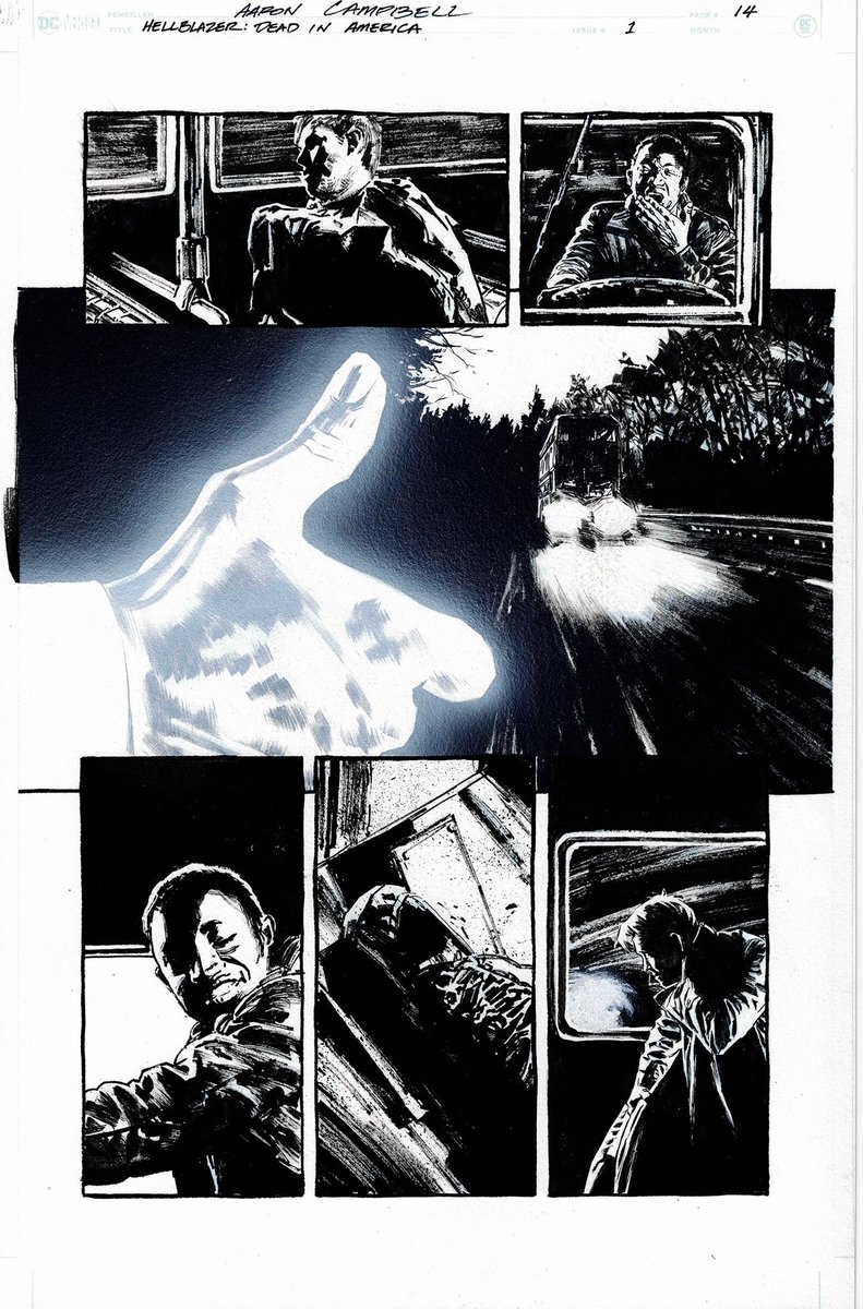 LeaderInsane's tweet photo. @therealzubes Just caught up on the latest episode. The pages from Dead in America are a sight to behold. I IMMEDIATELY contacted Aaron Campbell’s art rep about buying pages and I grabbed two. https://t.co/TGNaCDVBZv