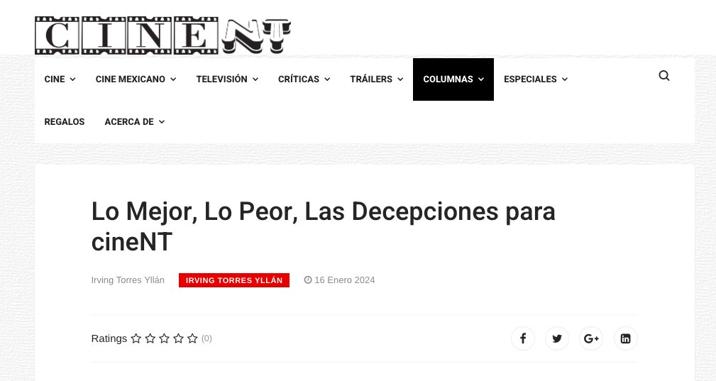 📽️ <a href="/cinent/">cinent</a> incluye producciones CCC en su lista de lo mejor del 2023:

Mi sangre enarbolada
Apnea
Cola de rata

también incluye largometrajes de egresados y #egresadasCCC

El eco
Mujeres del alba
Rabia
Volverte a ver

Lee la lista completa:
cinent.com/columnas/irvin…

#CineCCC
